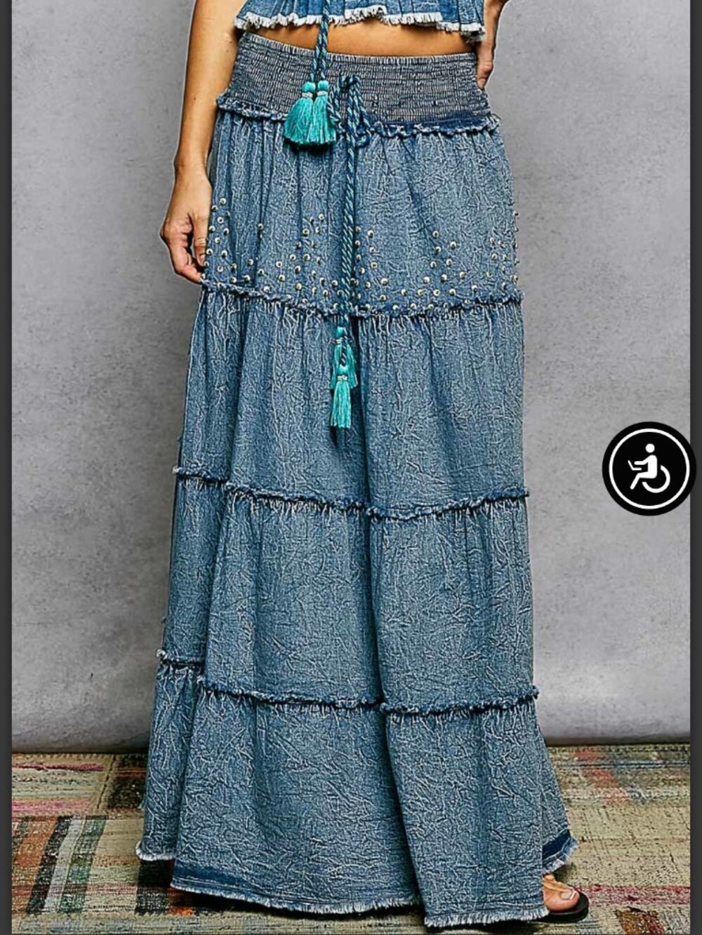 POL Tiered denim maxi skirt - Picture 7 of 7